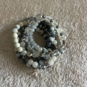 Erimish Cream and Gray Beaded Bracelet